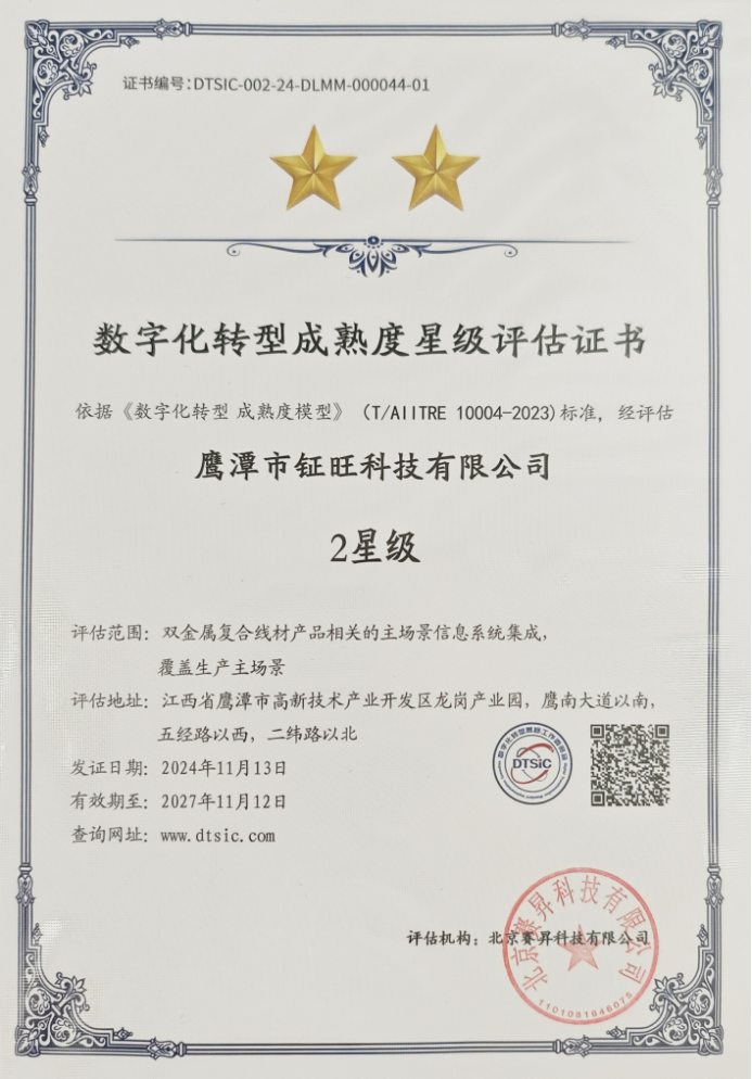 數(shù)字化轉(zhuǎn)型成熟度2星級證書